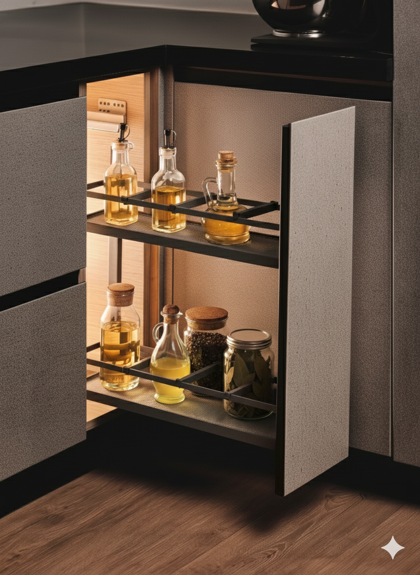 Flat Wire Bottle Pullout (Soft Close, Left/Right)